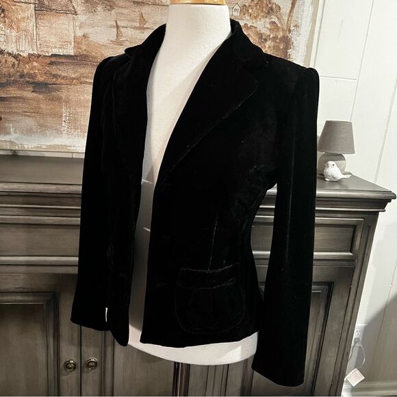 Spencer Jeremy Cropped Black Blazer Velvet PS - Picture 5 of 11